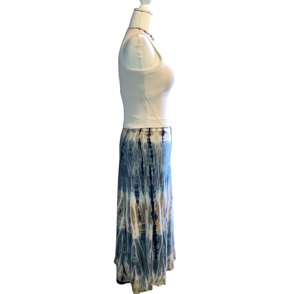 Vintage Y2K Tryst Tie Dye Maxi Skirt L in Denim/Khaki - Picture 3 of 9